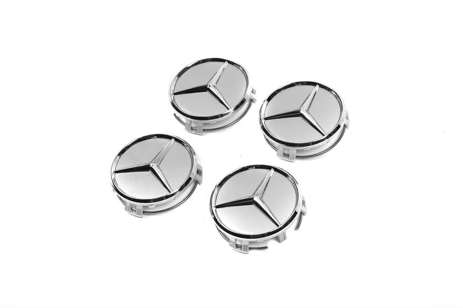 Mercedes-Benz Copri mozzo cerchi 70/75 mm con anello (4 pz, grigio) Foto 4