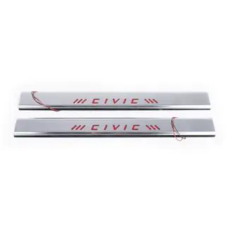 Coperture battitacco rosse (Carmos, 2 pz, acciaio inox) Honda Civic 1995-2001 foto 2