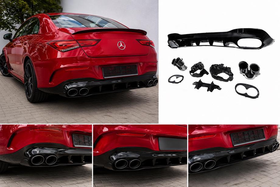 Mercedes CLA C118 2019- Diffusore posteriore con terminali di scarico (design CLA45) Image