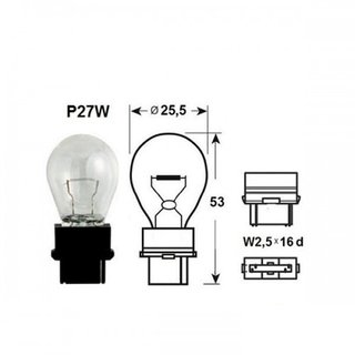 Lampadina Indicatore Narva 17941 P27W 12V 27W W2,5x16d foto 2