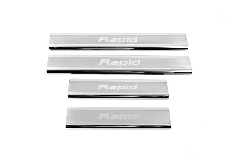 Skoda Rapid 2012-2019 Battitacco Carmos V2 (4 pz, acciaio inox) Foto 2