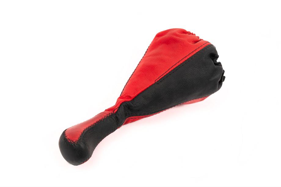 Cuffia cambio universale con pomello (rosso, pelle) Image