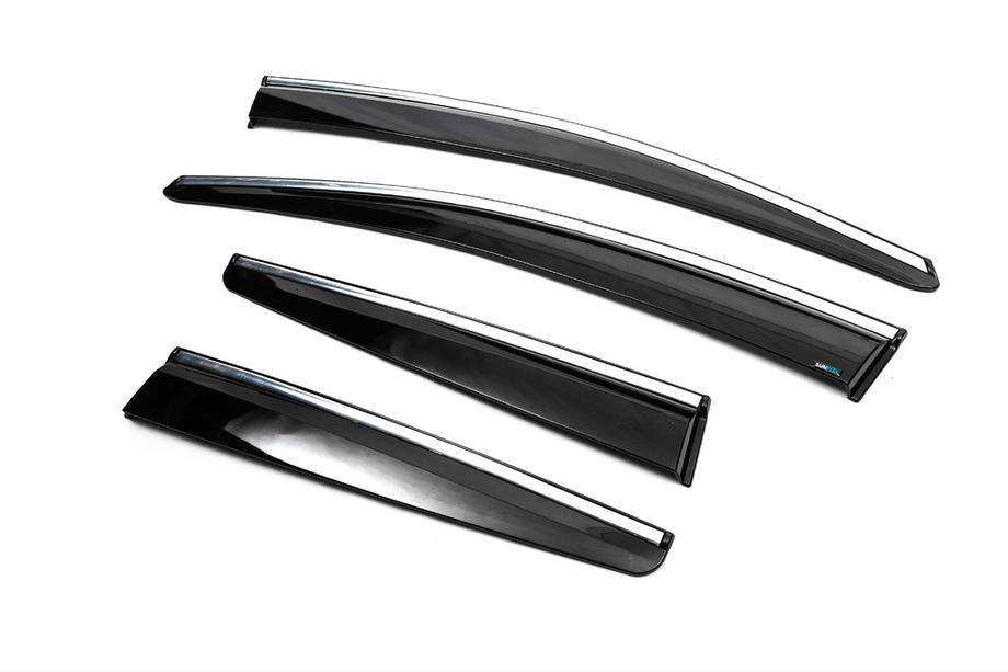 Opel Astra J 2009-2015 Deflettori finestrini cromati con striscia HB/SD (4 pz, Sunplex Chrome) Foto 6