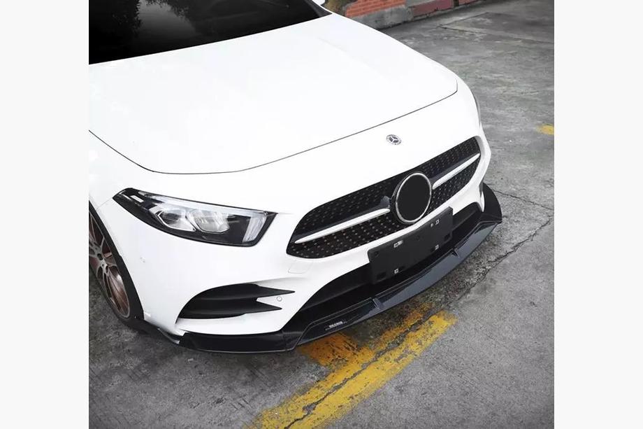 Mercedes A-class W177 2018- Labbro anteriore (per AMG-Line 2018-2021, Nero) Foto 2