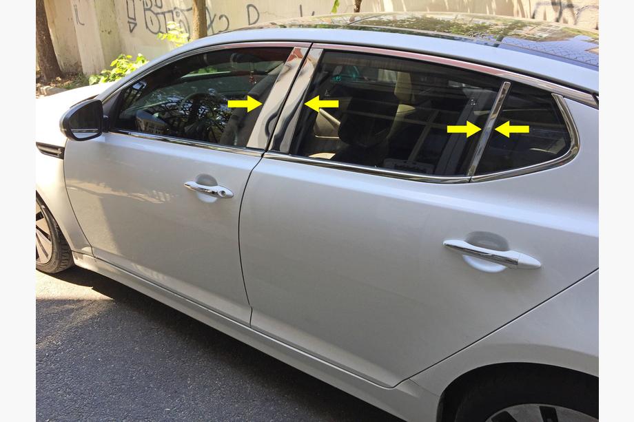 Kia Optima 2010-2016 Modanature Montanti Porta in Acciaio Inox (6 pz) Image