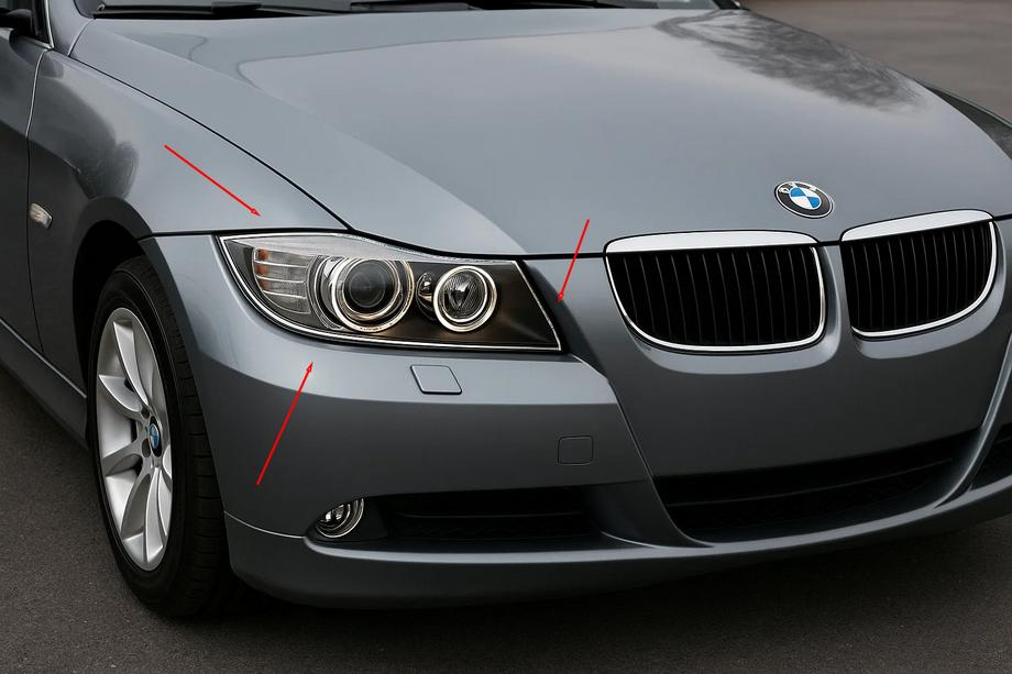 BMW 3 Series E90/E91 2005-2011 Coperture Fari Cromate (2 pz, Plastica) Image