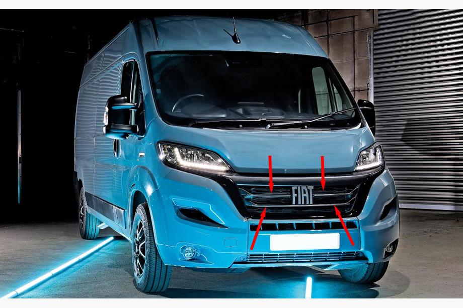 Fiat Ducato 2006-2025 Coperture griglia anteriore 2022+ (3 pz, acciaio inox) Image