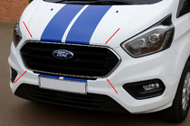 Ford Custom 2013-2022 Coperture griglia paraurti 2018+ (4 pz, acciaio inox) foto 1